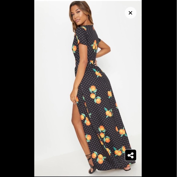 🍊PrettyLittleThing Orange Polka Dot Cut-Out Maxi Dress🍊 - Picture 3 of 3